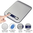 thumbnail image 3 of Digital Kitchen Scales 5kg Food Scale Stainless Steel Electronic Scales Weighing Scales, Back-Lit LCD Display, Batteries Included, 3 of 7