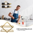 thumbnail image 5 of Metal Wall Mounted Wine Holder, Upgrade Foldable Hanging Wall Wine Rack Organizer for 2 Liquor Bottles, Red Wine Bottle Display Hanger with Screws for Home Kitchen Bar Wall Décor…, 5 of 8