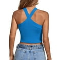 thumbnail image 4 of Vmvidoty Womens Criss Cross Halter Sweater Vest Tops Summer Sleeveless Pullover Casual Lightweight V Neck Knit Tank Top Blue XXL, 4 of 8