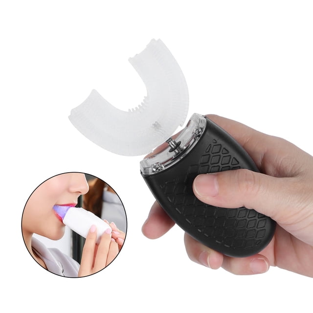 Cepillo de dientes en forma de U, cepillo de dientes blanqueador de silicona recargable ultrasónico para el hogar, cepillo de dientes ultrasónico confiable y duradero