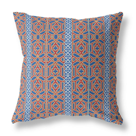 Amrita Sen Suede Zippered Pillow With Blue And Red Finish CAPL247FSDS-ZP-16x16