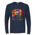 thumbnail image 2 of Wild Bobby, Colorful Painted Lip, Streetwear, Men Long Sleeve Shirt, Vintage Heather Navy, 3X-Large, 2 of 5