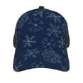 thumbnail image 3 of Lsque Snowflake Dark Blue Printed Trucker Hat - Baseball Cap for Men Women - Breathable Mesh Side, Adjustable Fit - for Casual Wear, 3 of 7