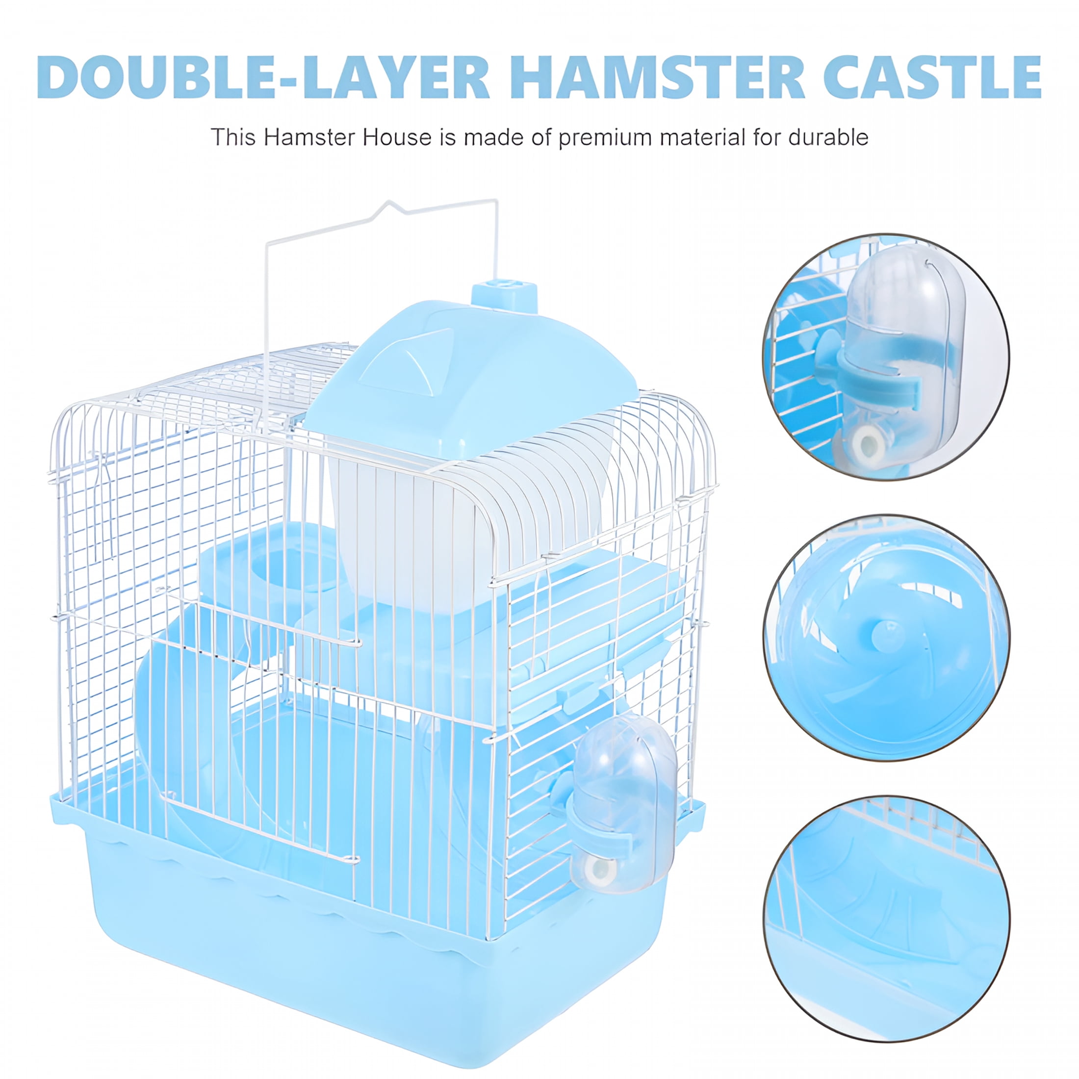 ZHZFKQ Double-Layer Castle Hamster Cage Transparent Accessories for Guinea Pig