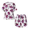thumbnail image 4 of Kdxio Tulips Flowers Print Pajamas Sets for Women Short-Sleeved Pjs with Lounge Shorts Two Piece Sleepwear S-4XL, 4 of 9