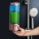 thumbnail image 3 of Dispensador de jabón manual de pared de ABS de un solo cabezal, transparente, dorado y azul, de calidad hotelera, 3 of 8