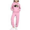 thumbnail image 2 of NAISIBABY Kids Girls Sets 2-Piece(2-14T), Long Sleeve Pullover Hoodie and Sweatpant Leopard Graphic Heart Fall Causal Activewear Clothes Pink, 2 of 6