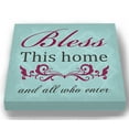 thumbnail image 1 of MuralMax Inspirational Quote Wall Decor - Bless This Home & All Who Canvas Art - Gifts For Wedding Anniversary, Bridal Showers, Parents, Grandparents, Office Parties - Color - Aqua - Size - 24 x 24, 1 of 5