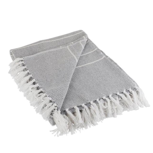 Design Imports CAMZ10380 Jeté à Fines Rayures - Gris et Blanc
