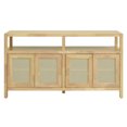 thumbnail image 5 of Tcbosik Rattan Sideboard Buffet Cabinet, Storage Cabinet with Adjustable Shelves, Farmhouse Coffee Bar Cabinet with 4 Doors for Living Room, Hallway, Kitchen, Natural, 5 of 10