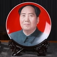 thumbnail image 2 of Plato decorativo de 11 pulgadas con retrato del gran presidente Mao, artesanía de cerámica china, decoración para oficina, hogar, sala de estar, TV, mueble, regalo, 2 of 5