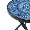Mainstays Greyson 18” Round GlassTop Folding Side Table, Blue