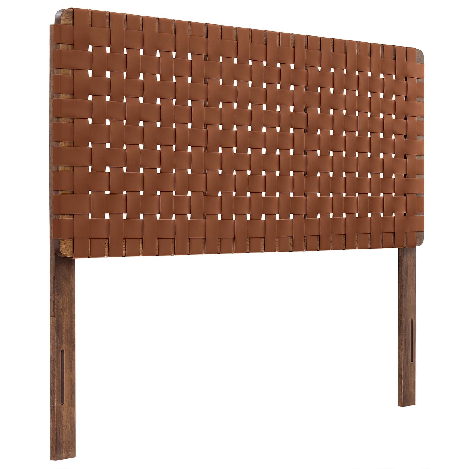 Sparta Weave Vegan Leather Full Headboard in Walnut Brown