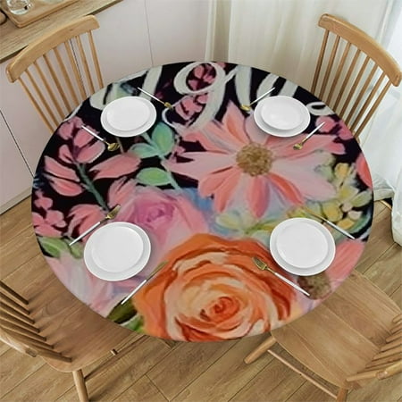 

BCIIG Flowers Boss Lady Annabel Kidston Round Tablecloth 100% Polyester Stain-Resistant Table Cover for Indoor Outdoor Dining Wedding Party 54 -58