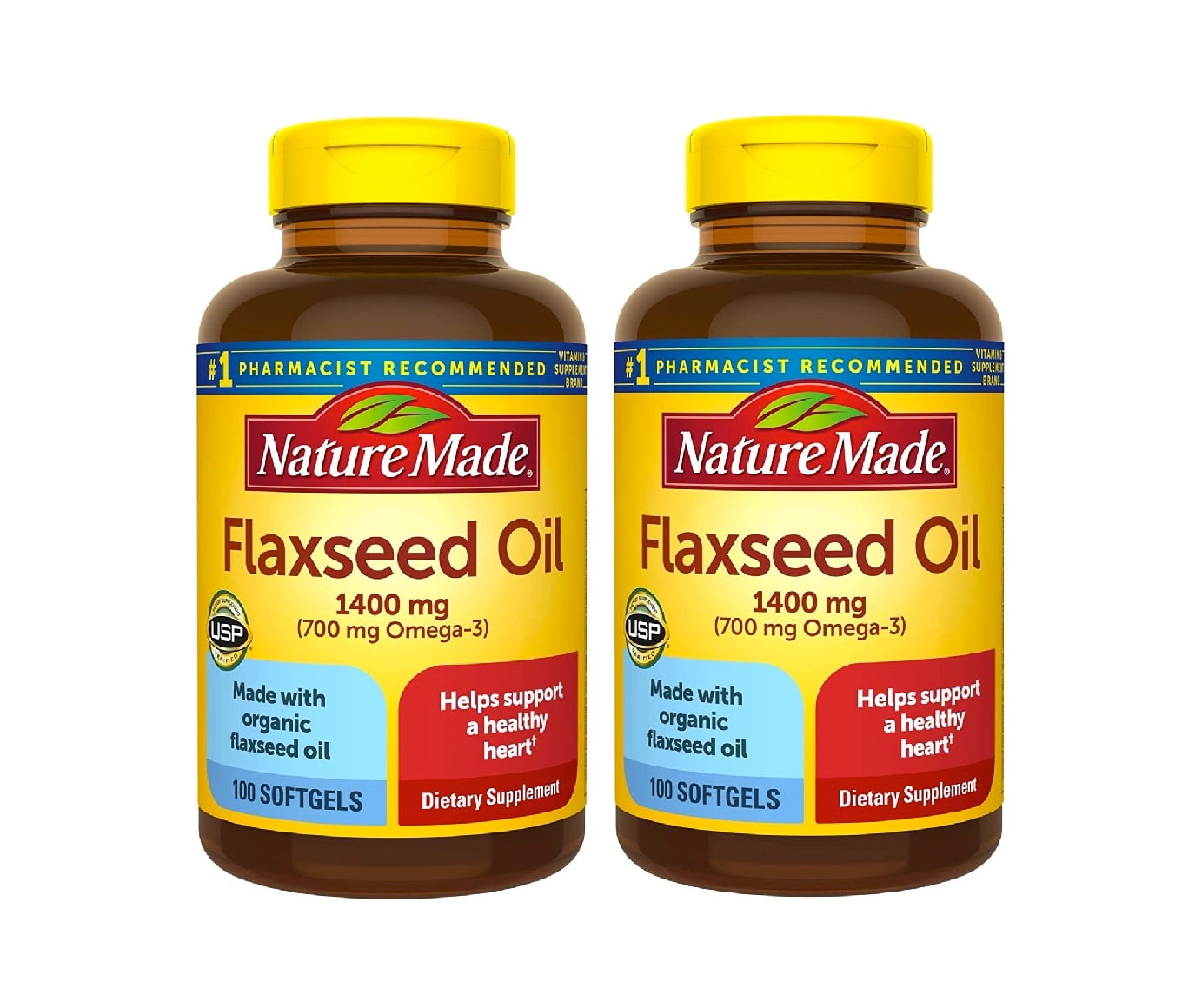 Nature Made Flaxseed Oil 1400 mg Softgels for Heart Health (300 ct
