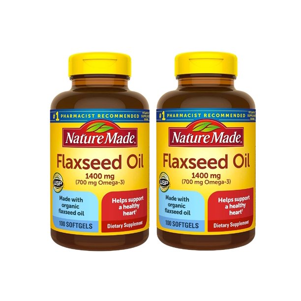 Nature Made Flaxseed Oil 1400 mg Softgels for Heart Health (300 ct.) 2PK