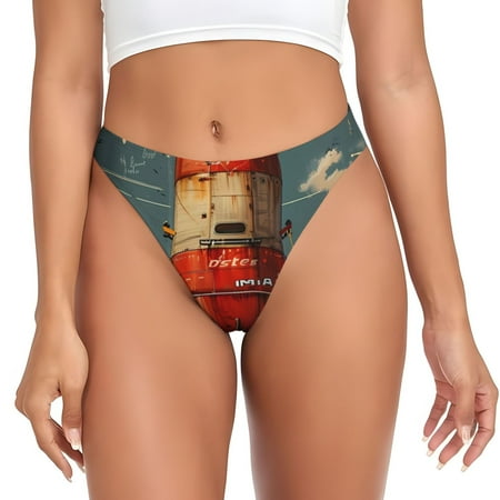 Qokaie Rusty Rocket Launch Printed Women s Cotton Thong Underwear  Sexy Breathable Panties G-string-XX-Large