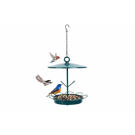 Outdoor Metal Bird Feeder Hanging Style with Protective Roof