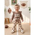 thumbnail image 5 of Cjfdfy Newborn Baby Girl Game Day Outfit Football Embroidery Long Sleeve Romper And Flared Pants Headband 3Pcs Infant Cute My First Football Season Fall Winter Clothes 0-18M, 5 of 9
