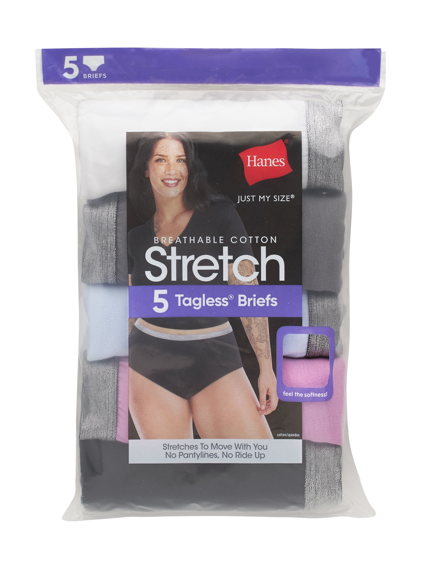 Hanes Womens Underwear 5-Pack, Stretch Cotton Brief Panties, No-Show Underwear for Women (Plus Sizes Available)