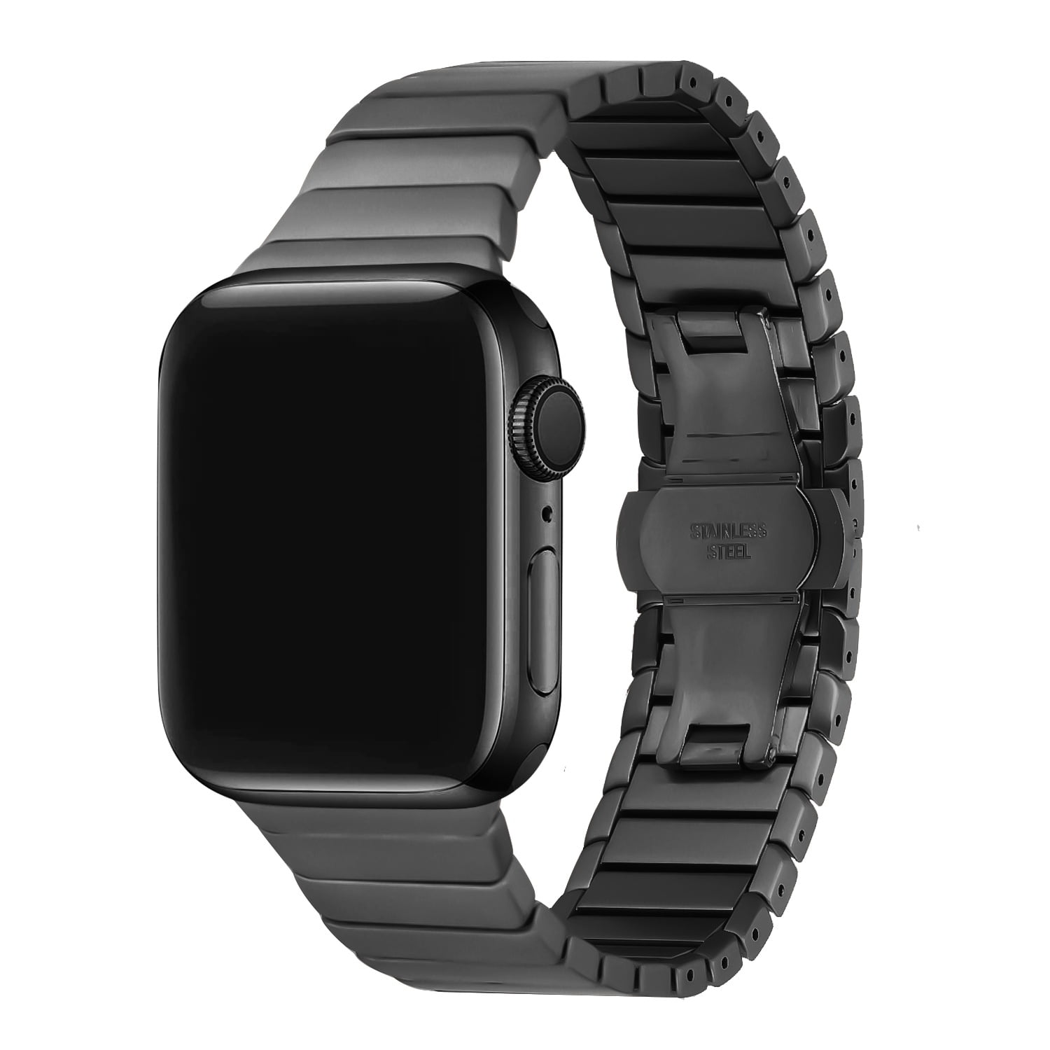Apple Watch Size 42/44/45mm Stainless Steal Replacement Watch Band Strap  Bracelet Wristbands Buckle for iWatch Series 8/SE2/7/SE/6/5/4/3/2/1 [Black]
