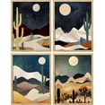 thumbnail image 2 of PixonSign Framed Wall Art Midnight Moon Cactus Desert Dune Prints, Set of 4 Minimalism Digital Art Paintings, Colorful Modern Wall Décor, Adhesive Canvas Posters for Home Decor - 8"x10" Natural, 2 of 5