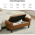 thumbnail image 3 of Queen End of Bed Bench with Storage, Faux Leather Tufted Button Upholstered Ottoman, Window Bench for Living Room, Entryway - Brown, 3 of 12