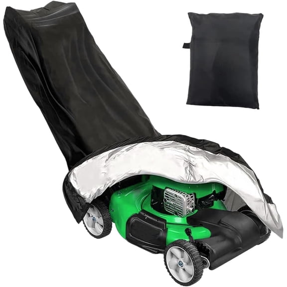 Outdoors Lawn Mower Cover, Heavy Duty Polyester Oxford Lawn Mower Covers Waterproof UV Dust Universal Fit Lawnmower Covers Outdoor Protection with Drawstring Storage Bag