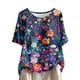 thumbnail image 2 of Fiudx Ropa de Mujer Top de Manga Corta con Cuello Redondo y Botones de Lino con Estampado Informal para Mujer, 2 of 5