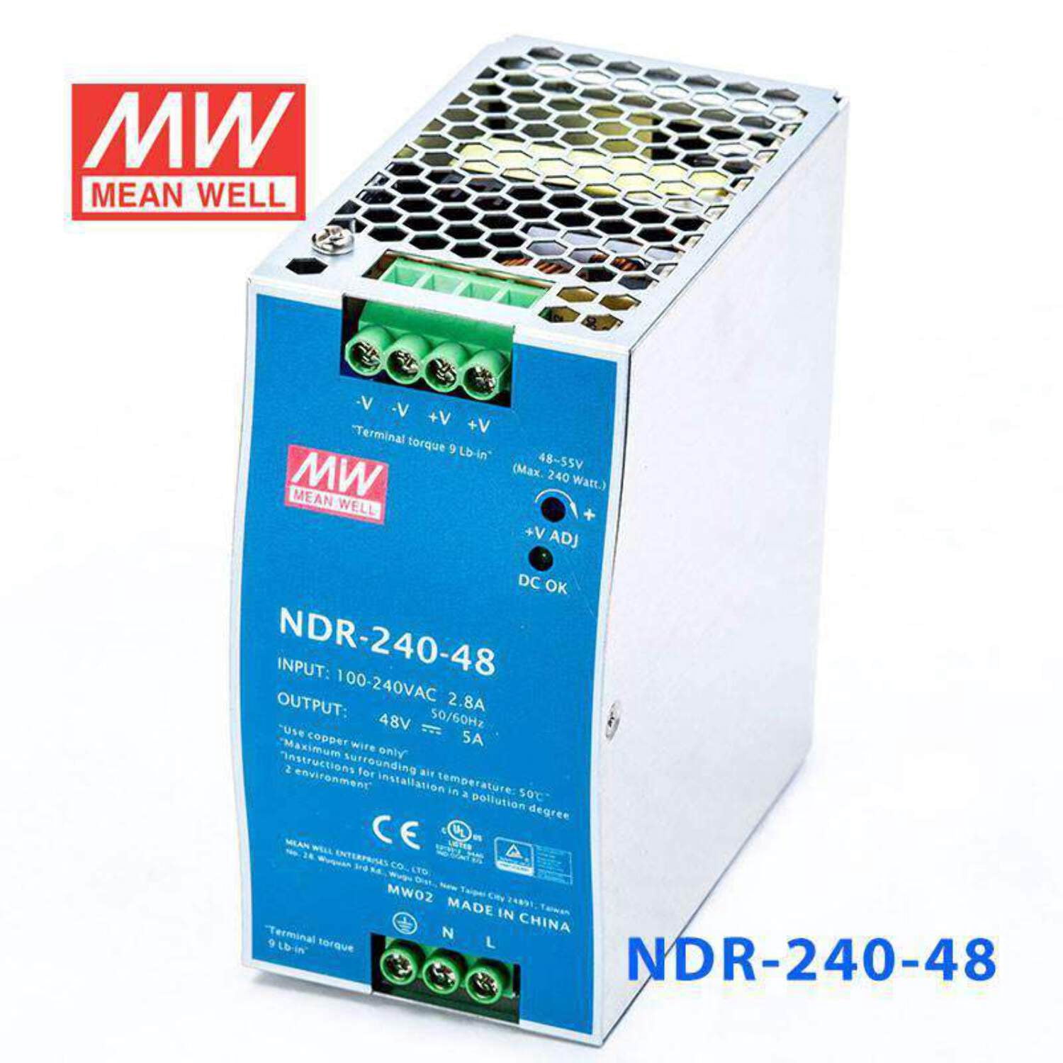 Mean Well NDR-240-48 Single Output Industrial Power Supply 240W 48V - DIN Rail