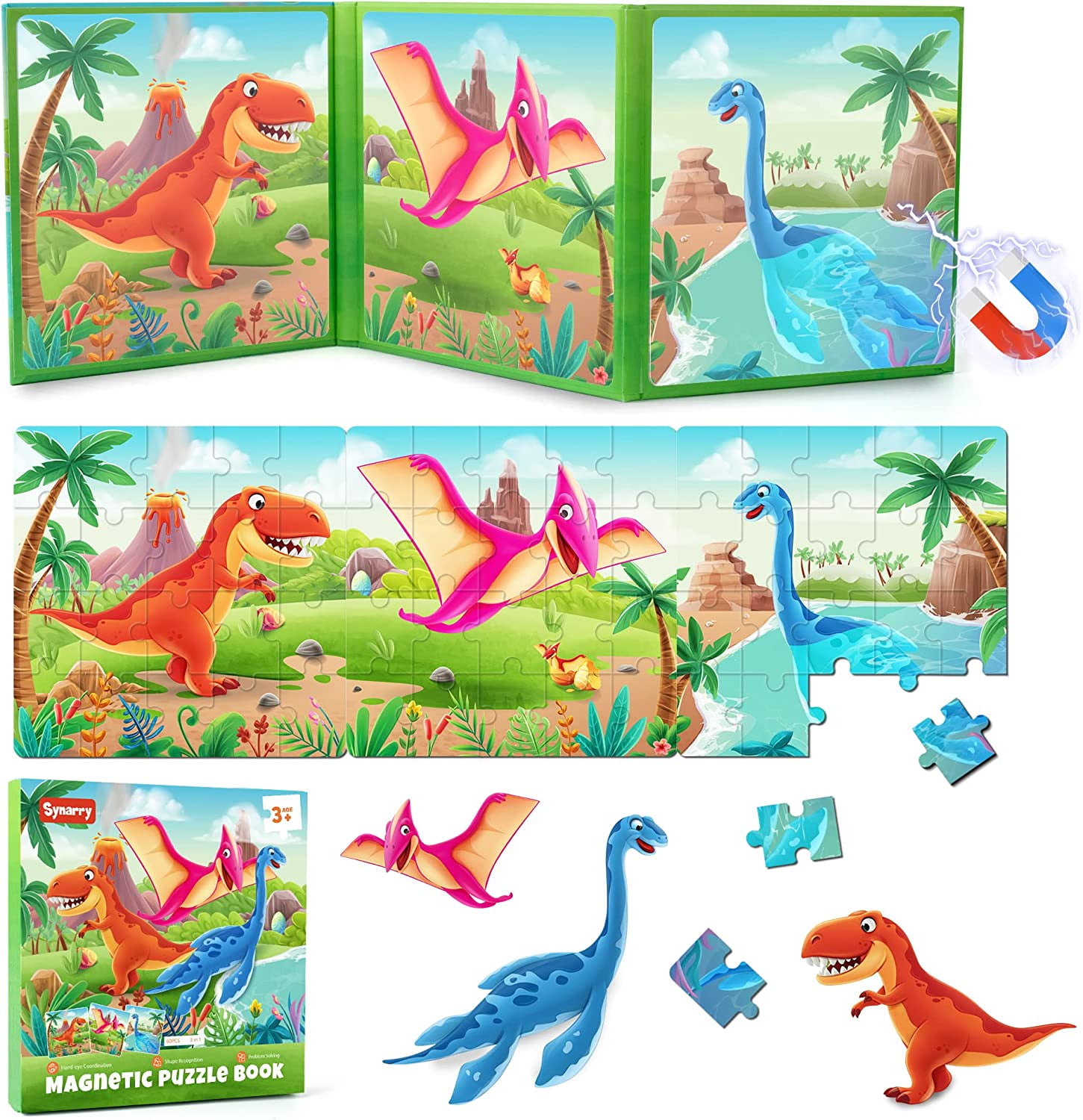 SYNARRY Dinosaur Puzzles for Kids 24, 20 Pieces Puzzles for