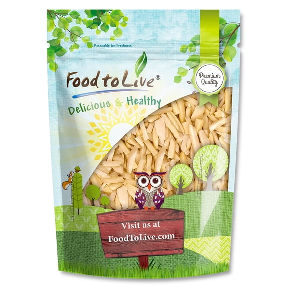 Dry Roasted Blanched Slivered Almonds, 8 Ounces – Perfectly Oven Toasted for Maximum Flavor, Unsalted, No Oil Added, Perfect for Cooking, Baking and Snacking, Vegan, Kosher, Bulk – by Food to Live