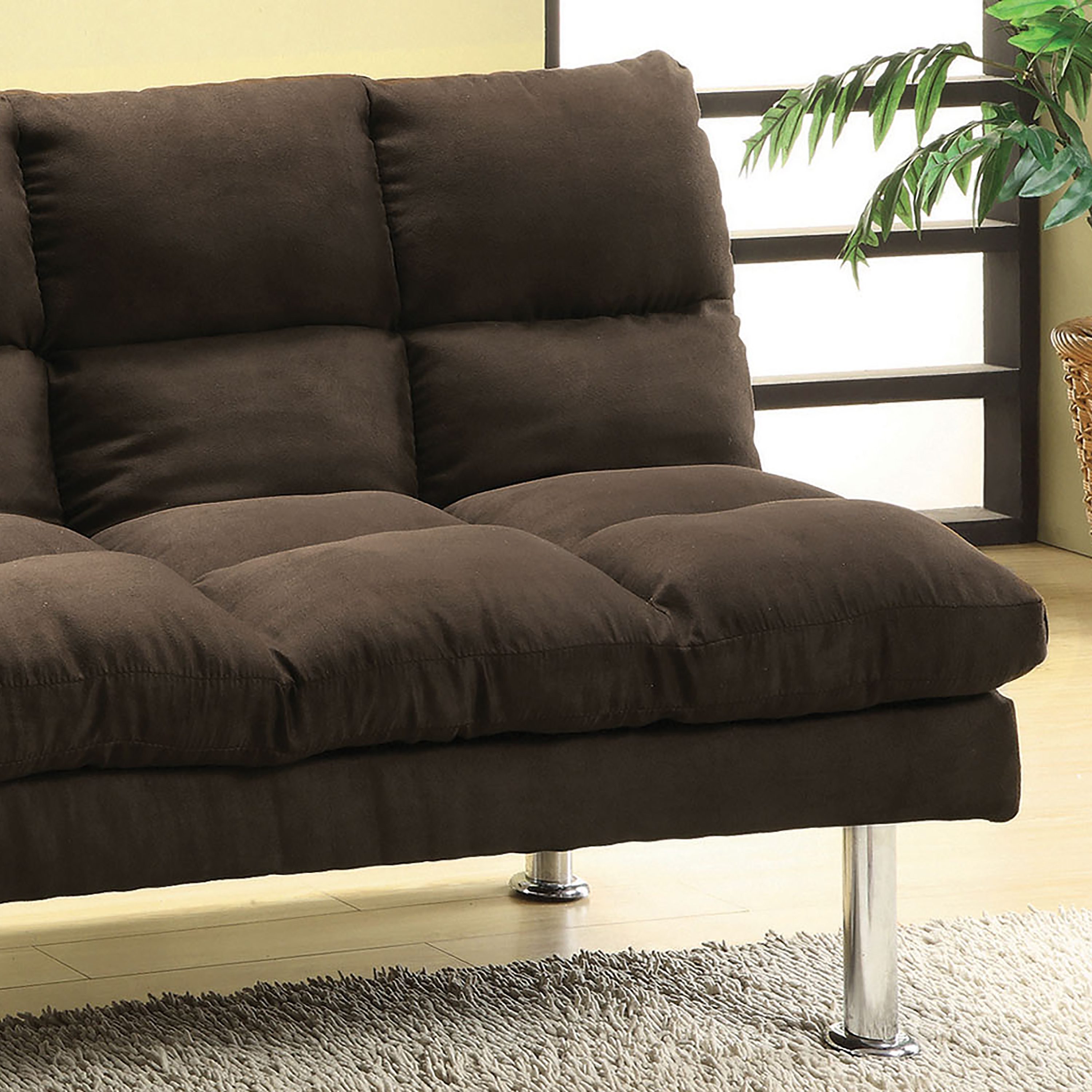 Furniture of America Wyve Modern Fabric Convertible Futon Sofa, Dark Brown