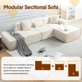 thumbnail image 4 of Dinosisco 129.5" Oversized Modular Sectional Sofa, Modern L-Shaped Couch with Right Chaise, 3 Pieces Living Room Sofa Set, No Assembly Required, Beige Chenille, 4 of 12