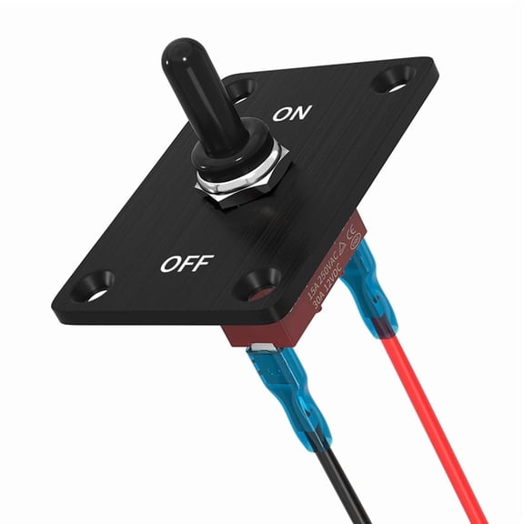Heavy Duty Waterproof Toggle Switch 12V DC 30A 2 Pin SPST on/Off Toggle Switch with Mounting Panel for Marine Boat