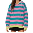 thumbnail image 1 of WTXUE Hoodies Pullover Ribbed Long Sleeve Tops Oversized Hoodies Striped Plus Size Long Sleeve Sweaters Pullover Fall with Pocket Dressy Sweaters Lightweight Pullover Tunic Sweatshirt Hot Pink S, 1 of 3