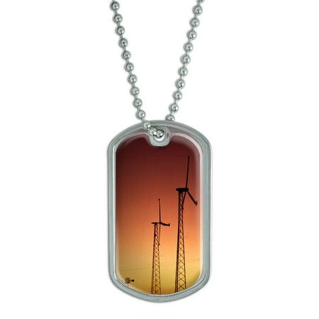 Power Conservation Device - Wind Power at Sunset - Conservation Dog Tag