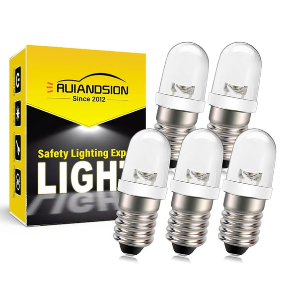 Ruiandsion E10 LED Bulb DC 6V Red Blue Green Color Flashing Changing Light Non-polarity Design for Christmas Holiday String Replacement,Pack-5