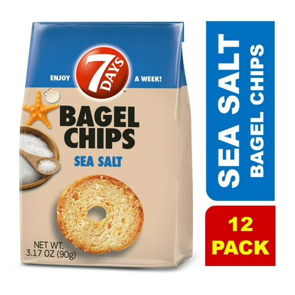 7Days Bagel Chips, Sea Salt, 3.17oz (Pack of 12)