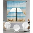 thumbnail image 3 of Beach Coastal Kitchen Curtains Sets 36 Inch Length with Valance, Summer Seaside Shell Starfish Nautical Swag Valances and Tiers Curtain Set Drapes Swag Curtains for Living Room, Bathroom, Bedroom, 3 of 6