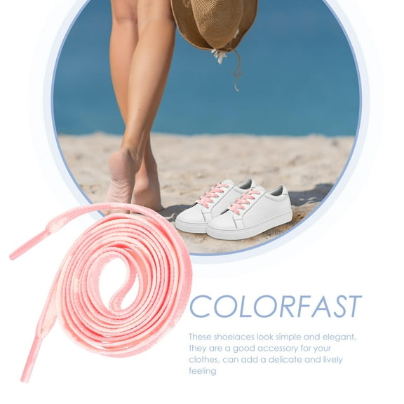 CTIRCHIU 2Pairs Pink Flat Polyester Shoelaces for Women and Men 1.2m Long