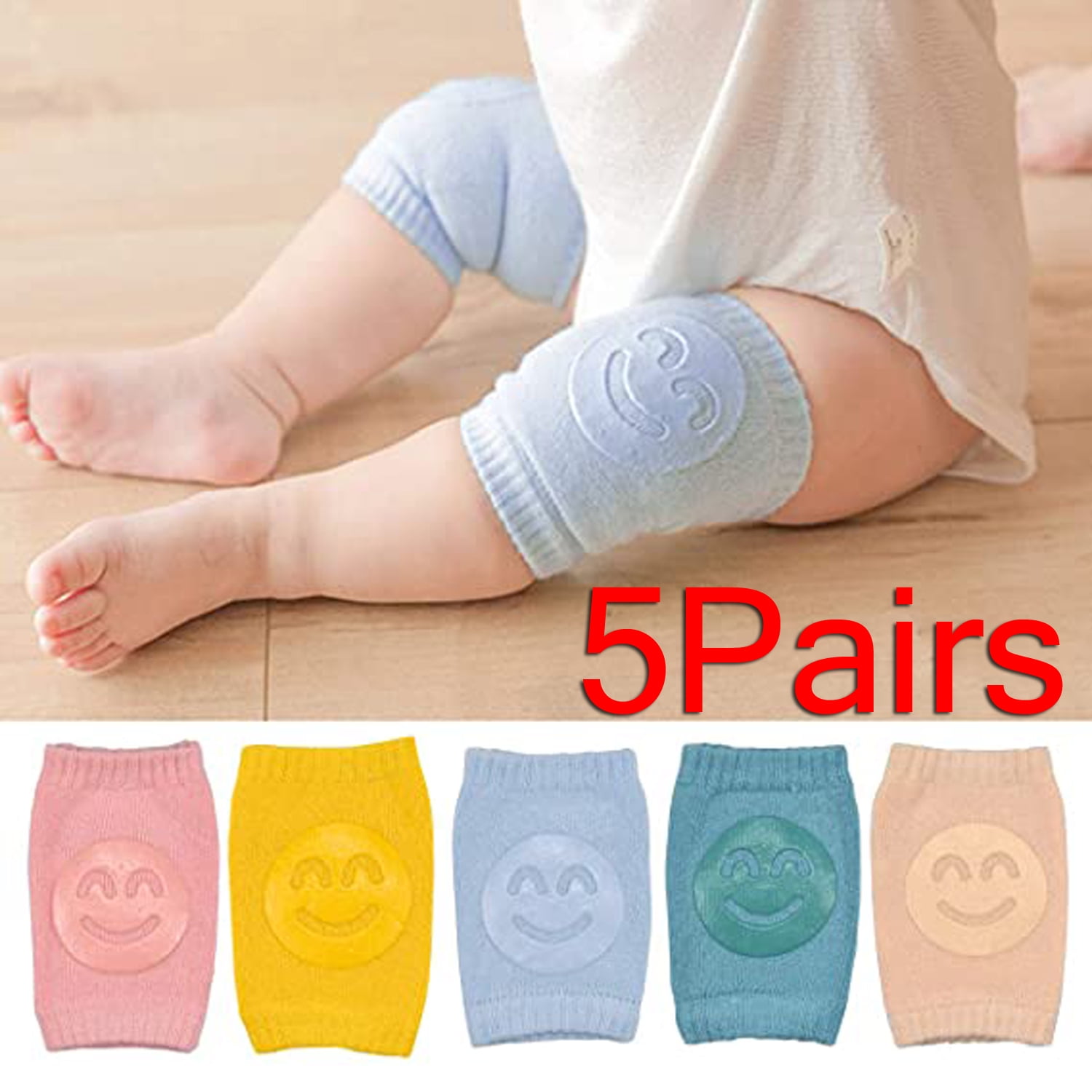 5Pairs Baby Toddler Knee Pads smile soft Cotton knee Protector