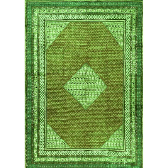 Ahgly Company Indoor Rectangle Medallion Green Traditional Area Rugs, 5' x 8'