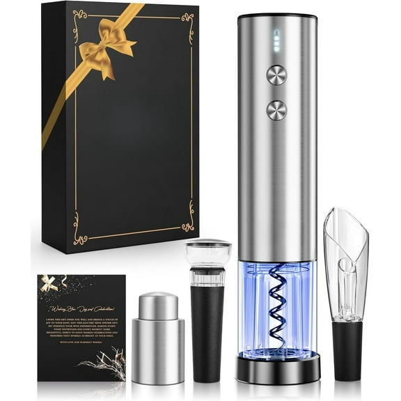 Electric Wine Opener Set - Premium Wine Gifts with Wine Opener, Foil Cutter, Wine Aerator, Vacuum Stopper, and Elegant Gift Box - Ideal Gift for Mother’s Day Father’s Day Birthday Anniversary