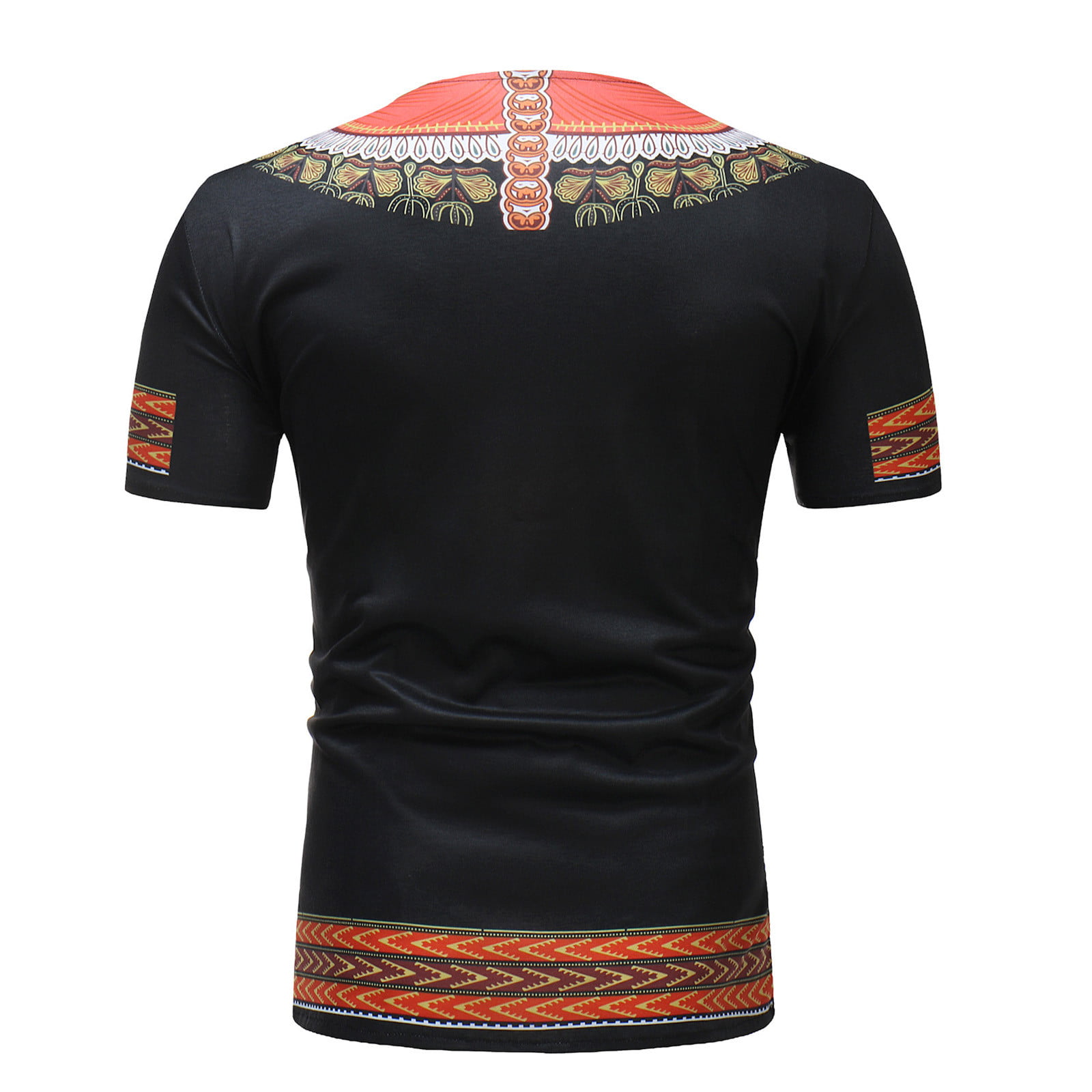 VSSSJ Shirt for Men Regular Fit Ethnic Style Print Patchwork Short