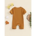 thumbnail image 4 of Caoirhny Newborn Baby Short Sleeve Romper Knit Ribbed Solid Color Cotton Jumpsuits One Piece O-Neck Button Pajamas Playsuit, 4 of 8
