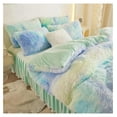 thumbnail image 4 of TiaGOC Fluffy Tie Dye Comforter Cover Queen Set，Faux Fur Comforter Set 3 Pieces(1 Fluffy Duvet Cover +2 Shaggy Pillowcases) Faux Fur Tie Dye Bedding Sets Queen,Solid Color (Tie Dye Sage Green, Queen), 4 of 9