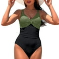 thumbnail image 4 of adviicd One Shoulder One Piece Swimsuit for Women Tummy Control Bathing Suits Modest Full Coverage Keyhole Swimwear Bathing Suit for Women Tummy Control(Army Green,S), 4 of 7