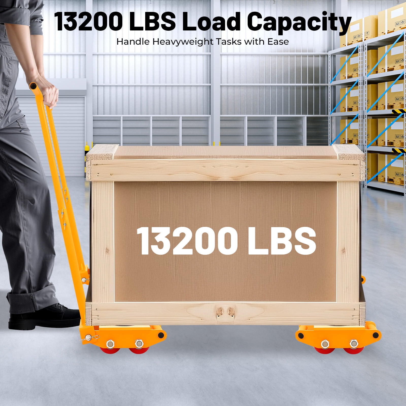 13200lb 6T Heavy Duty Machine Dolly Skate Machinery Roller Mover Cargo Trolley 4pcs