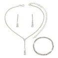 thumbnail image 2 of SmartBy 3Pcs/Set Women's Jewelry Set Single Row Rhinestone Inlaid Necklaces Earrings Bracelets Hypoallergenic Lightweight Jewels for Christmas Mother's Day Weddings, 2 of 8